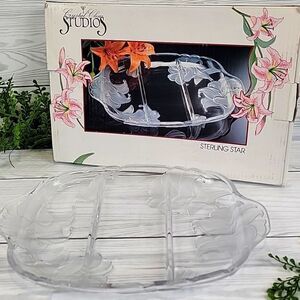 Crystal Clear Studios Lilly Glass Serving Tray Vintage 80s With Original Box